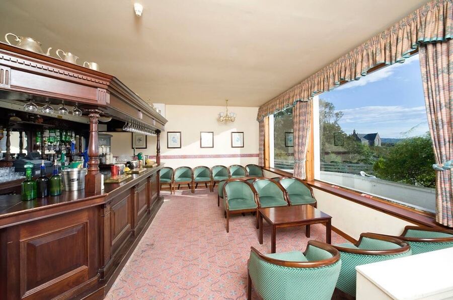 The lounge bar with a big window over the bay