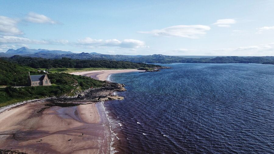 The beach below the hotel at low tide