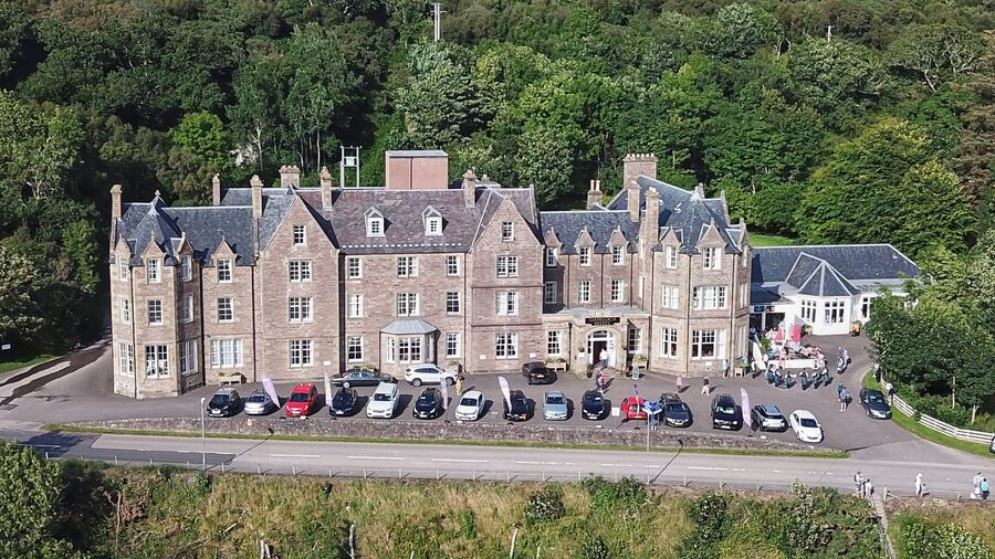 Front of the Gairloch Hotel and its car park